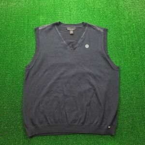 North End Volkswagen Embroidered Sweater Vest Mens XL Navy Black V-Neck Knit